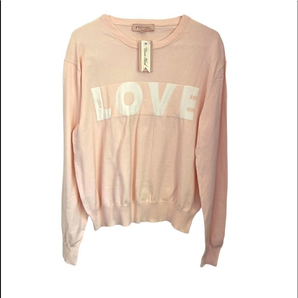 PHILOSOPHY Viscose Blend Pink Love Sweater.Size M